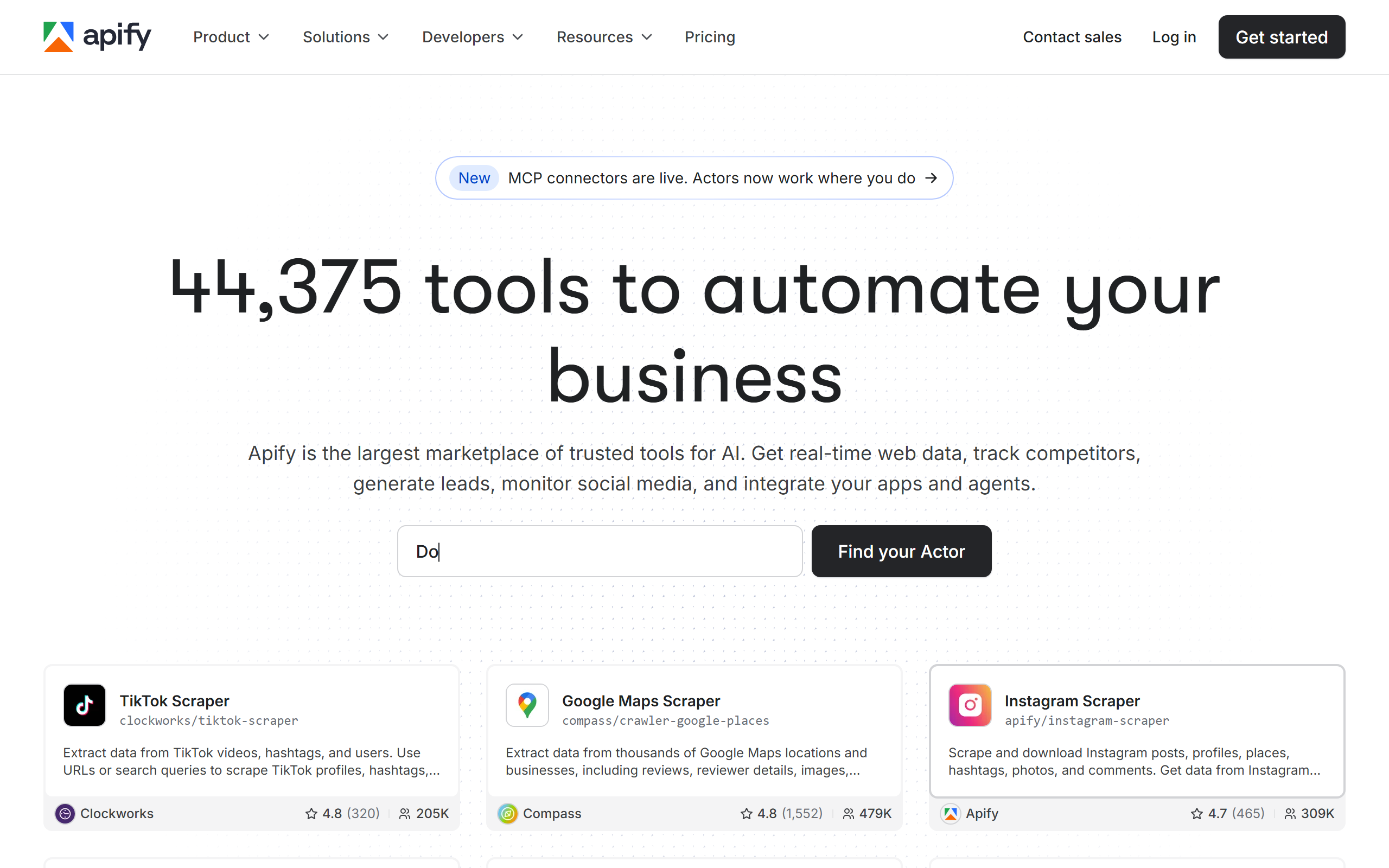 Apify homepage